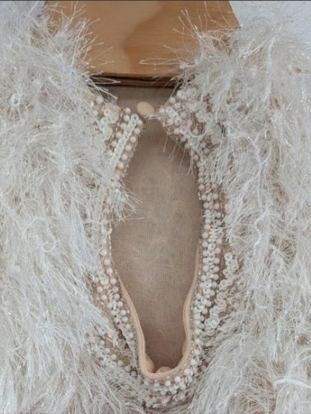 RARE ASOS LUXE Beaded Nude Evening Dress with Feather Cape - Picture 8 of 10